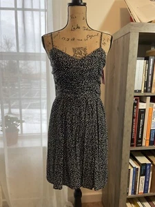 Cinched detail skater dress with polka dot print sz XS NWT - Picture 1 of 6