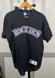 Vintage Russell Colorado Rockies Black V Neck Pullover Jersey Size 44 - Picture 1 of 9