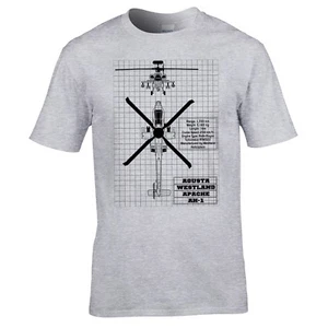 T-Shirt Apache AH-1 Blaupause - AH64 Hubschrauber Armee Luftkorps RAF Flugzeug Augusta - Bild 1 von 8
