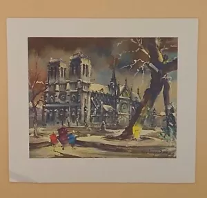 Tarjeta de Navidad vintage, Notre Dame De Paris de Maurice Legendre - Usada - Imagen 1 de 3