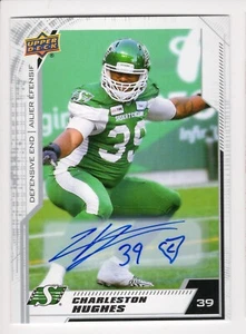 2020 UD CFL Charleston Hughes AUTOGRAPH #190 Saskatchewan Roughriders Northwood - Picture 1 of 2