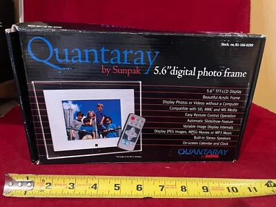 WHITE QUANTARAY 5.6" DIGITAL PHOTO FRAME + REMOTE-FACTORY SEALED - Image 1 of 4
