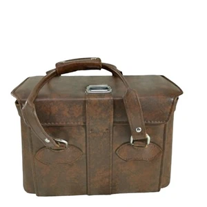 Vintage Hinomoto No. 48 Brown Leather Large Camera Travel Bag Tote Case - Picture 1 of 17