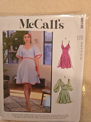 McCalls Misses' Flare Dress Sewing Pattern Kit Code 8195, Sizes 6-8-10-12-14 UC  - Image 1 of 2
