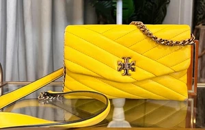 Authentic Tory Burch Yellow Quilted Leather Kira Crossbody - Picture 1 of 14