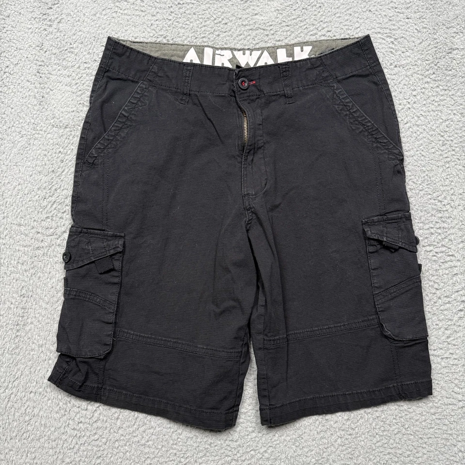 Pantalones Cortos Carga Airwalk Para Hombres 32 Negros Frente Plano Utilidad Elastizados Senderismo Aire Libre Foto 1 de 4