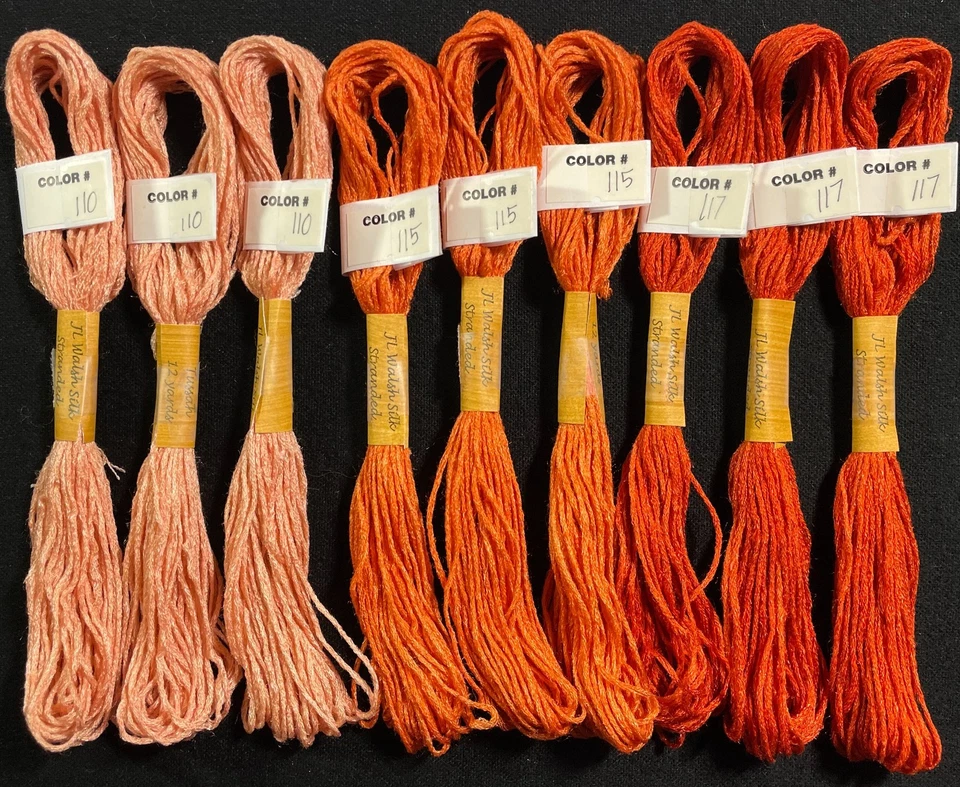 9xNeedlepoint/Embroidery THREAD JL WALSH Tussah 8 ply silk-peach, oranges-KS16 - Image 1 of 1