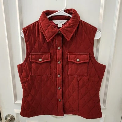 Chaleco Casual Anexo Esquina Mujer Pequeño Mediano Rojo Acolchado A Presión Frontal Puffer Foto 1 de 4