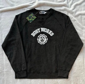 Bape gewaschen schwarz Vintage Busy Works Logo Rundhalsausschnitt - 2XL - brandneu - authentisch - Bild 1 von 1