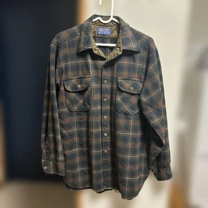 Pendleton Wool Check Flannel Shirt Men 70s Made in USA Used - Picture 1 of 3