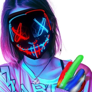 Funjoyz Maschera di Halloween,Maschera Purge a LED,3 Effetti Blu Rosso - Foto 1 di 6