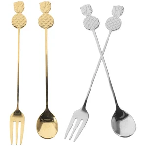 4 Piezas Tenedor de Frutas de Acero Inoxidable Viaje Tenedor de Frutas Tenedor de Metal de Piña - Imagen 1 de 12