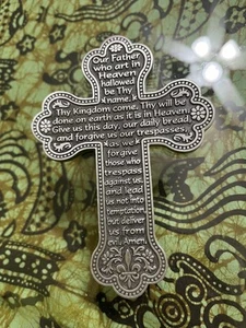 Vtg Camco Cross Pewter Wall Decoration Rare The Lord's Prayer Christianity Decor - Picture 1 of 3
