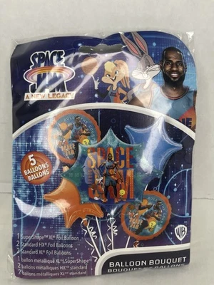 Nuevo con etiquetas Anagram Space Jam A New Legacy 5 globos de aluminio ramo suministros para fiestas 5 piezas Foto 1 de 4