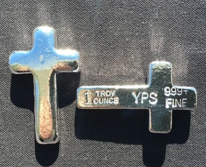 1 Unze handgegossen 999 Silber Barren "Kreuz" von YPS - Yeager's Poured Silver - Bild 1 von 2
