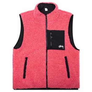 Chaleco Reversible Stussy Sherpa Rosa/Negro Talla Grande Stüssy Ciudad de Nueva York Nuevo con Etiquetas - Imagen 1 de 12