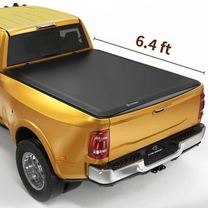 6.4ft Soft 4-Fold Truck Bed Tonneau Cover For 2009-2024 Dodge Ram 1500 2500 3500 - Picture 1 of 9