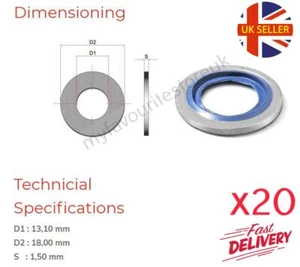 20 x M12 Metric Bonded Seal Sealing O-Ring Washers - Pneumatic & Hydraulic - Bild 1 von 3
