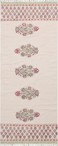 Alfombra de Algodón Floral Rosa, Alfombra Boho Decoración del Hogar, Estampado Floral Zona Moderna Durries - Imagen 1 de 13
