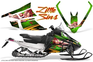 ARCTIC CAT F SERIES SNOWMOBILE GRAPHICS KIT CREATORX DECALS LITTLE SINS GREEN - Picture 1 of 1