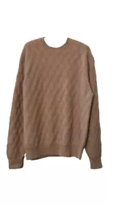 Talbots Men’s Oatmeal Beige Basket Wave 2-ply Cashmere Crewneck Sweater sz M - Picture 1 of 5