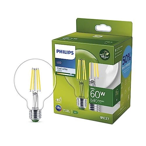 Philips LED Lampadina Globo a Filamento Classe A, 60W, E27, Luce Bianca (P6m) - Immagine 1 di 1