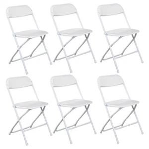 6pcs Injection Molding Classic Garden Plastic Folding Chair White - Picture 1 of 9