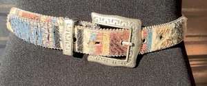 Cintura vintage Elite S multicolore SERAPE STAMPA MESSICANA bordo perline fibbia argento boho - Foto 1 di 9