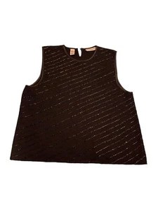 Valerie Steven’s Women's Black Knit 100% Merino Wool Beaded Design Front Size M - Picture 1 of 11