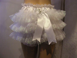 ADULT BABY SISSY WHITE SATIN FRILLY BUM DIAPER COVER PANTIES FANCYDRESS COSPLAY - Picture 1 of 8