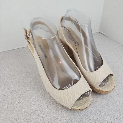 Women's Shoes City Classified Platform Cork Wedge  Canvas Weave size 8.5 Beige - Image 1 of 4