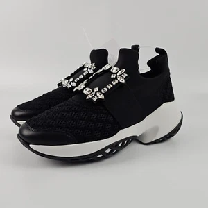 ROGER VIVIER Viv Run Strass Buckle Black Technical Fabrics Sneakers New - Picture 1 of 11