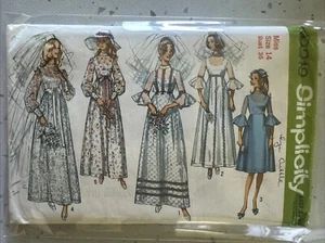 Simplicity 9218 Sewing Pattern 1970s Retro Country Garden Wedding Dress Sz 14 FF - Picture 1 of 4