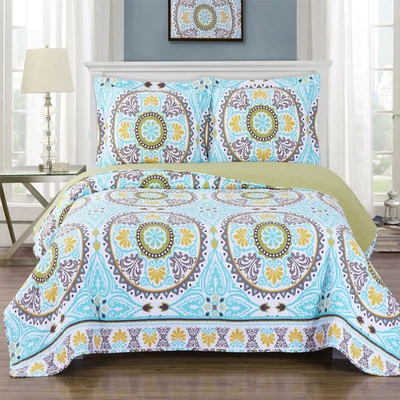 Luxury Reversible Nyah Oversized Coverlet Geometric Set Microfiber Wrinkle Free - Image 1 of 3
