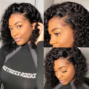 Brazilian Short Bob Lace Front Wig Hd Lace Frontal Wigs Human Hair Kinky - Picture 1 of 1