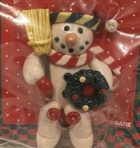 VTG RARE GANZ JOLLY JANGLES FESTIVE PINS 2.5” SNOWMAN DOUGH CHRISTMAS HOLIDAY - Picture 1 of 6