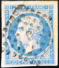 Frankreich Briefmarke Napoleon N° 14A Blau ausgelöscht Briefkasten Sticks C