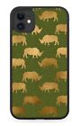 Gold and Green Rhinos Rubber Phone Case Rhino Shapes Shape Golden Africa AC29