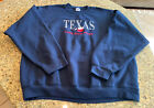 Texas Lone Star State Flag Patriotic Embroidered Blue 2X Crewneck Sweatshirt