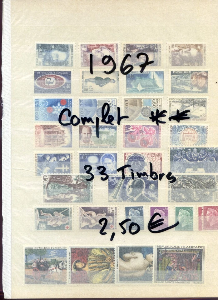 210624 ANNEE  1967    COMPLETE TOUS LES TIMBRES SONT LUXES** GOMME ORIGINALE - Photo 1/1