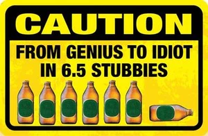 Genius to Idiot in 6.5 Stubbies sticker 290mm quality vinyl man cave beer funny - Picture 1 of 1