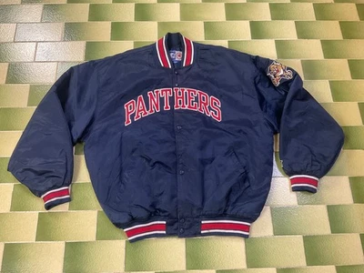 Vintage 90s Starter NHL Florida Panthers Bomber Jacket Size 2XL Satin Snap - Image 1 of 4