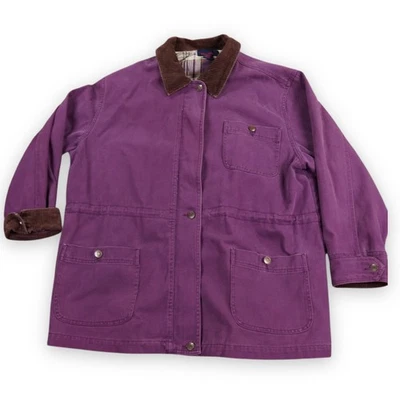 De Colección Denim Co Chaqueta de Granero para Mujer 1X Abrigo de Tareas de Algodón Púrpura Cuello de Pana Foto 1 de 4