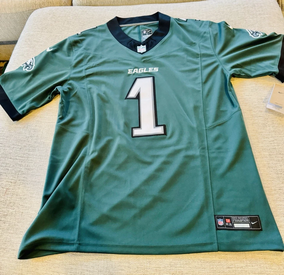 Nike Philadelphia Eagles Jersey Jalen Hurts #1 Green Size L Slight Defect