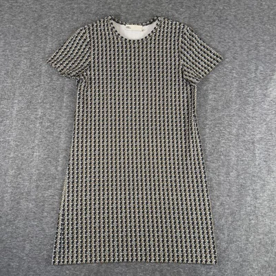 Vestido Tory Burch Feminino Pequeno Azul Estampa Geométrica Manga Curta Algodão Shift - Imagem 1 de 4