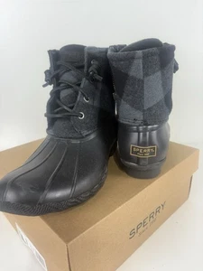 Sperry Top-Sider Damen-Stiefel Salzwasser kariert schwarz Stoff/Gummistiefel Größe 7,5M - Bild 1 von 8