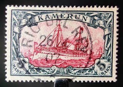 RARO SELLO ALEMÁN CAMERÚN 1901 5m CDS Río del Rey Completo Foto 1 de 4