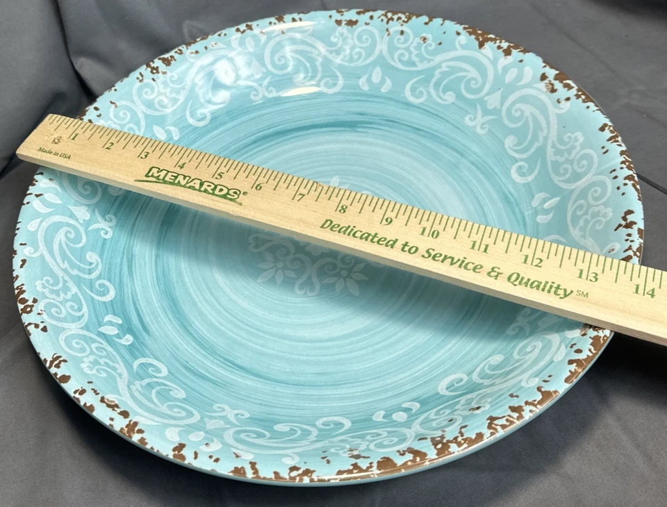 Cynthia Rowley Aqua Cuenco para Servir Melamina Rústico Toscano Rollo Turquesa EXLARGE Foto 1 de 4