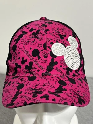 Gorra de Mickey Mouse de los parques de Disney con correa trasera juvenil rosa negro gráfico de dibujos animados Foto 1 de 4