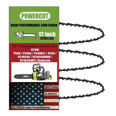 3PACK, 12 INCH Chainsaw Chain FOR RYOBI:RY40590VNM / RY40509BTL,Low Kickback - image 1 of 4
